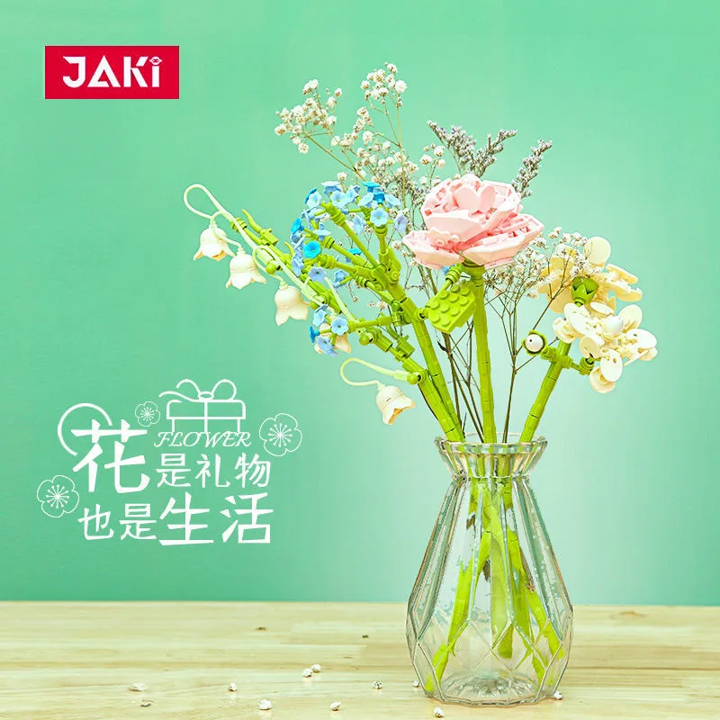 Building blocks simulation immortal building blocks flower creative home decoration girl flower bouquet Valentine's Day gift