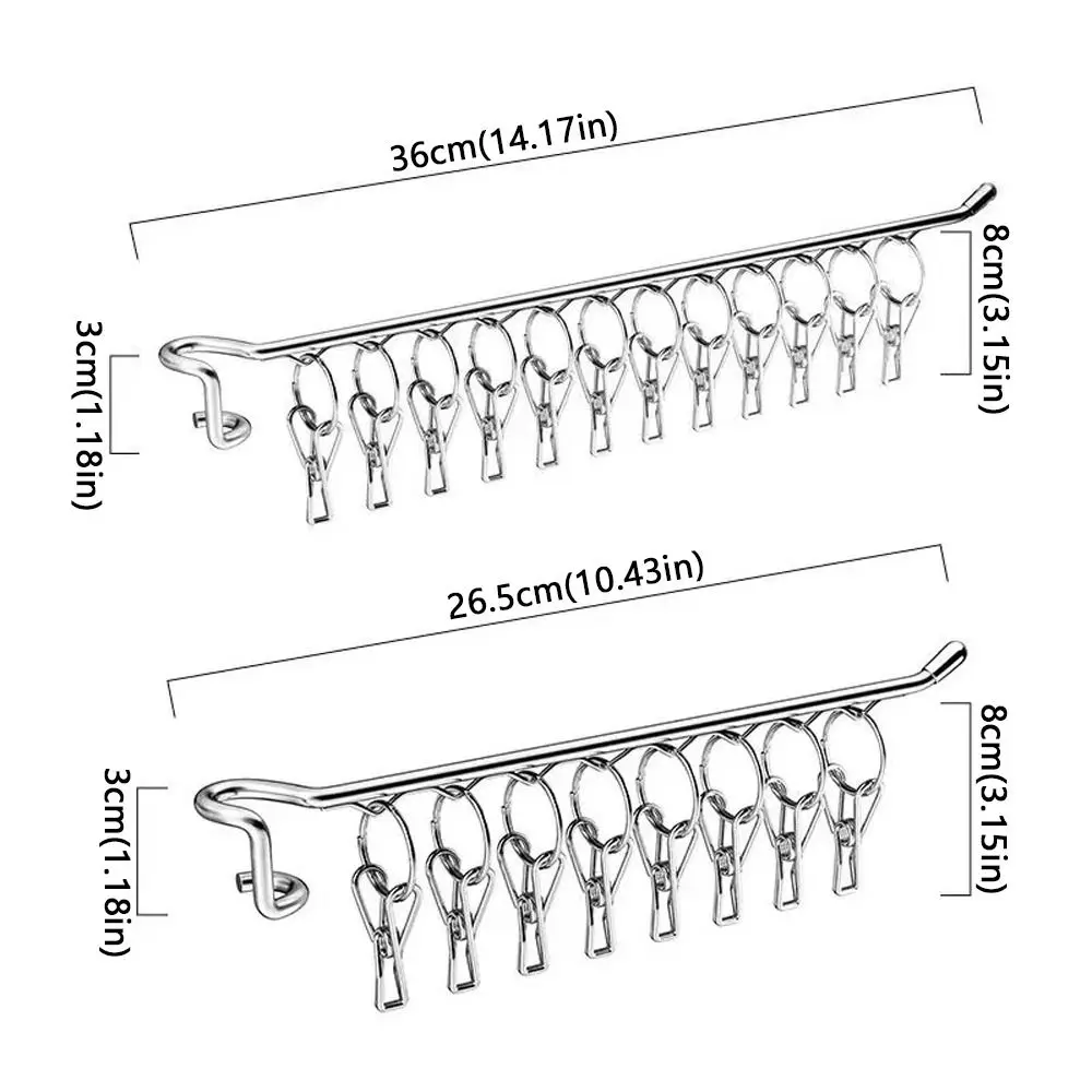 Stainless Steel Clothes Hanger Multifunctional Windproof Socks Drying Rack Rust Proof 8/10 Clips Underwear Rack Laundry Room