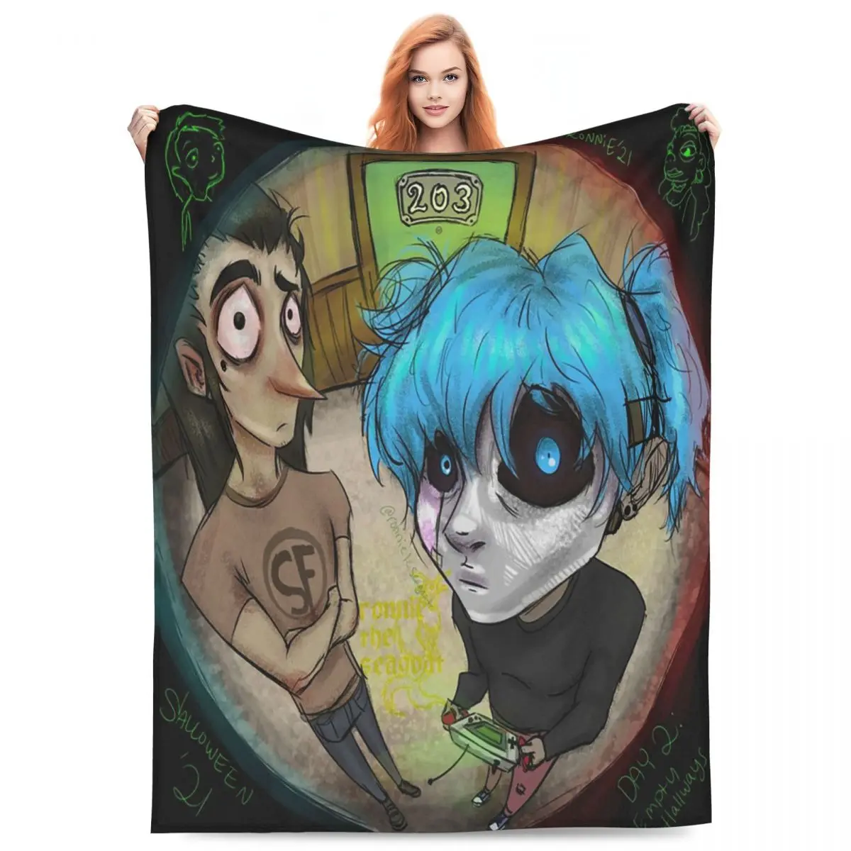 Game Sally Face Terror Adventure Blankets Flannel Sofa Throw Blanket Multi-function for Home Bedroom Office Throws Bedspread