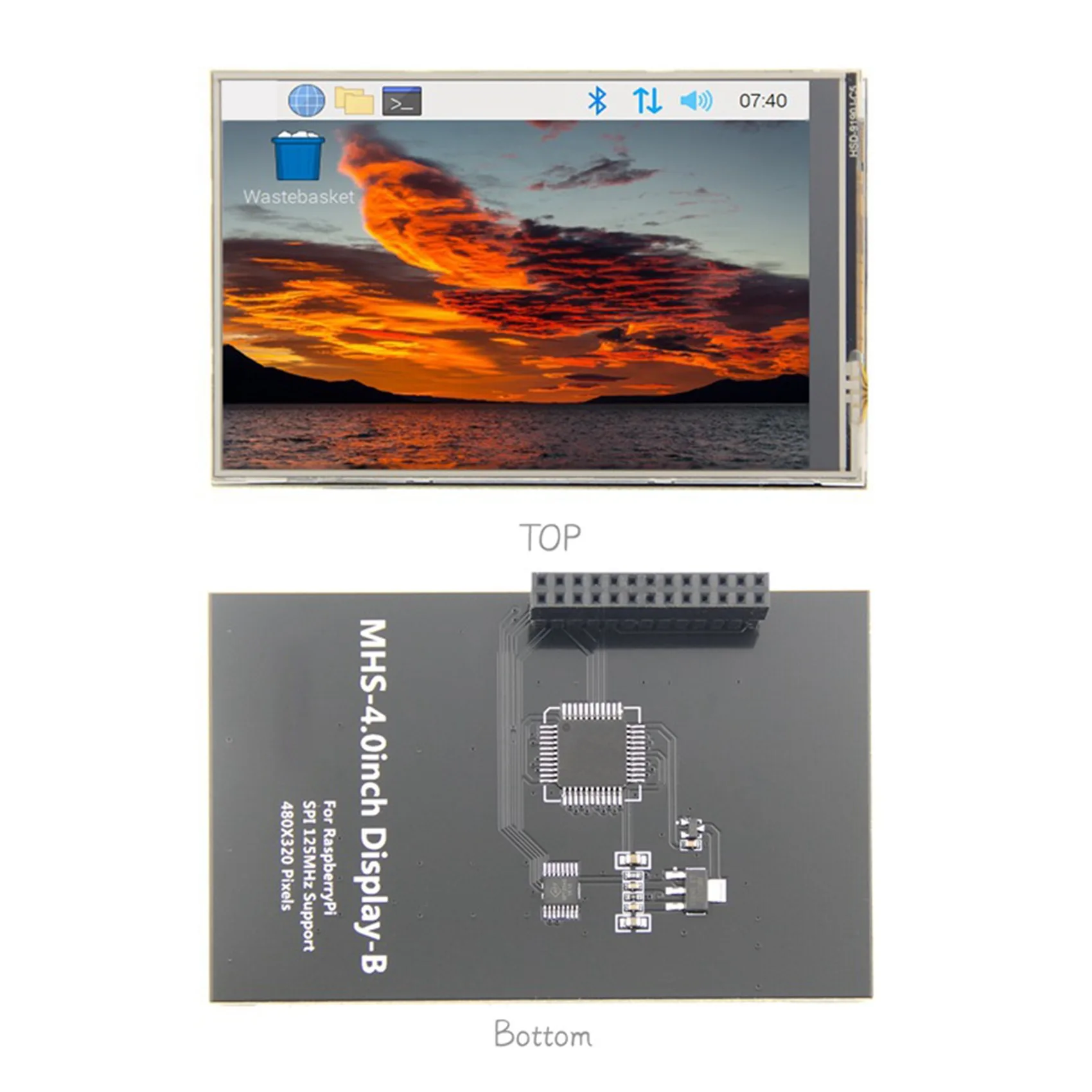 4 Inch MHS for Raspberry Pi 3B+/4B Display 480X320 TFT Touch Screen SPI Display Screen Module