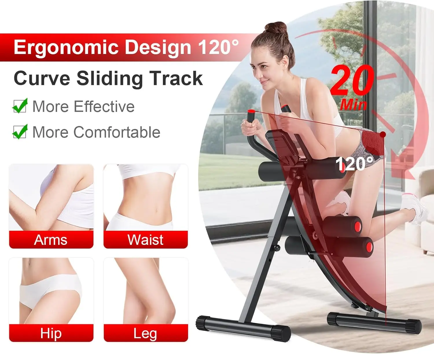 آلة Ab قابلة للطي مع أشرطة مقاومة وشاشة LCD، معدات تمارين الجسم بالكامل للياقة البدنية المنزلية