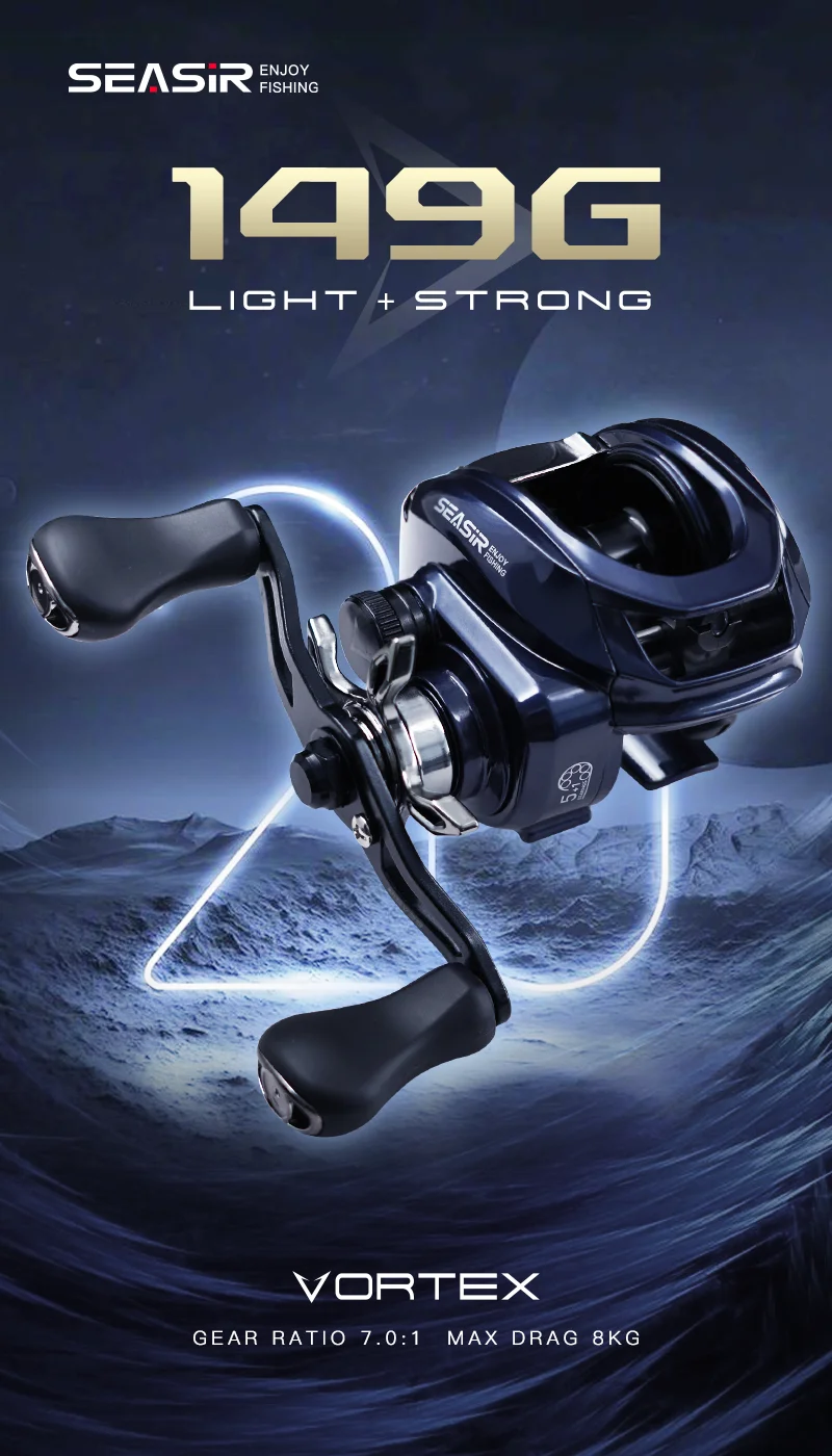 Seasir Vortex Baitcasting-Rolle 7:1 Hochgeschwindigkeits-Übersetzungsverhältnis 5+1BB Max. Bremskraft 8kg Süß- und Salzwasser-Angeln – Detail 1