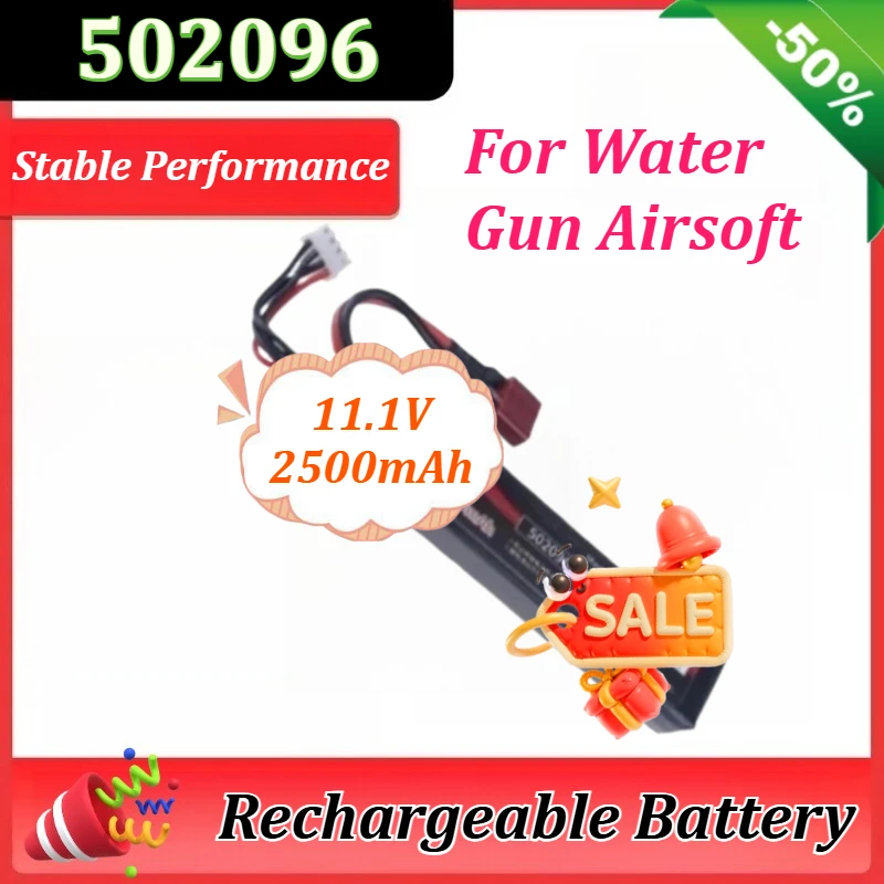 

11.1V 2500mAh 502096 Lipo Rechargeable Battery for Airsoft BB Air Pistol Electric Toys Guns Parts for Water Gun Airsoft T Plug