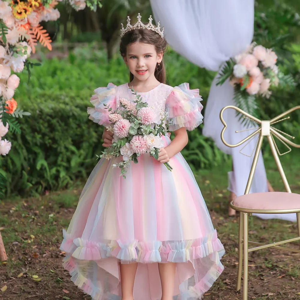 Party Dress for Older Girls Luxury Wedding Ceremony Kids Ball Gown Trailing Tutu Frocks Teenager 3 to 12 Years