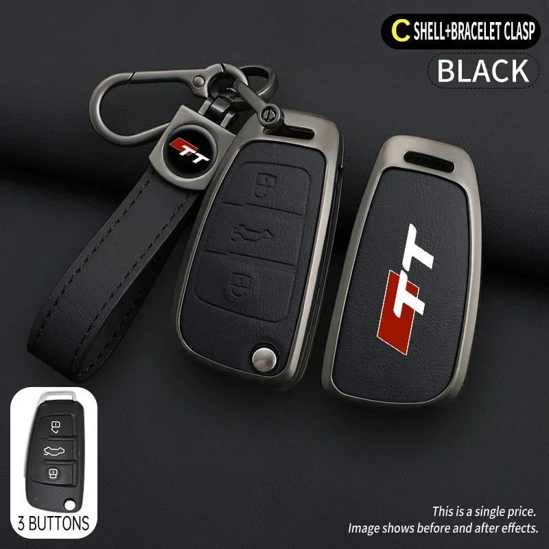 Image of Für Audi TT TTRS 8j 8n 8s Mk1 Mk2 Mk3 S Line Zinklegierung Autoschlüssel-Hülle Fernbedienungsschutz Schlüsselanhänger Zubehör