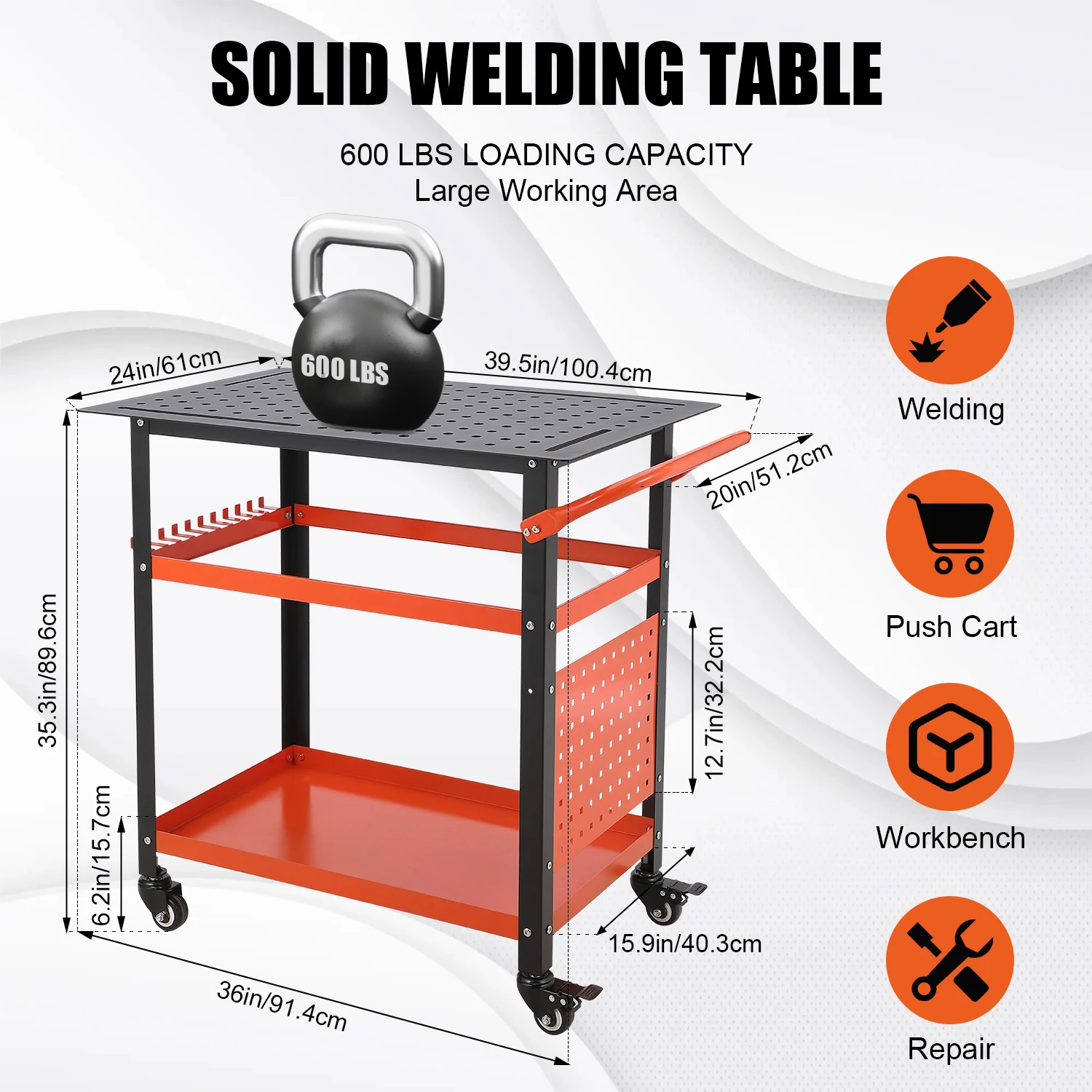 Steel Welding Table,1200 Lb Portable Welding Fixture Table for Shop,Rolling Welding Table with 5/8