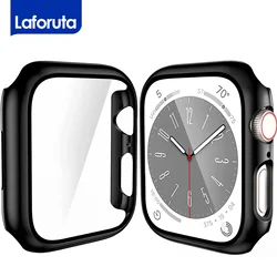 Coque pour Apple Watch 9 8 7 45mm 41mm, verre du Guatemala + couvercle PC pare-chocs pour iWatch série 7 6 5 SE 44mm/40/42, étui de protection d'écran