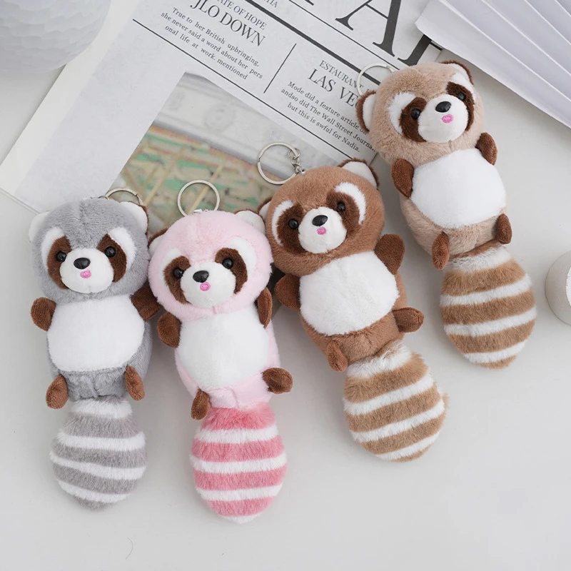 

Cartoon Plush Long Tailed Raccoon Stuffed Doll Toys Pendant Key Chain Backpack Decoration Gifts