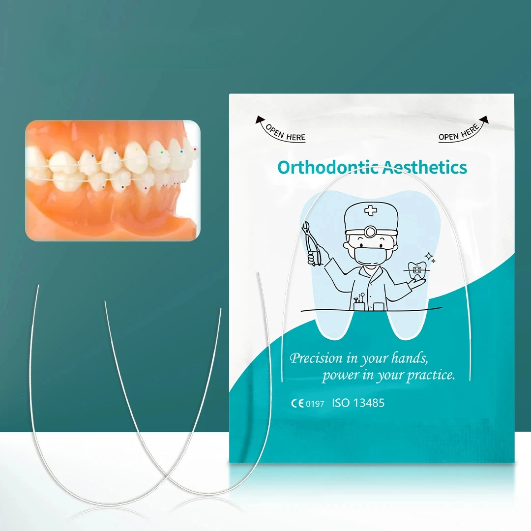 Dentals Orthodontic White Color Coated Arch Wire Niti Archwire Super Elastic Ovoid Natural Round/Rectangular Upper/Lower