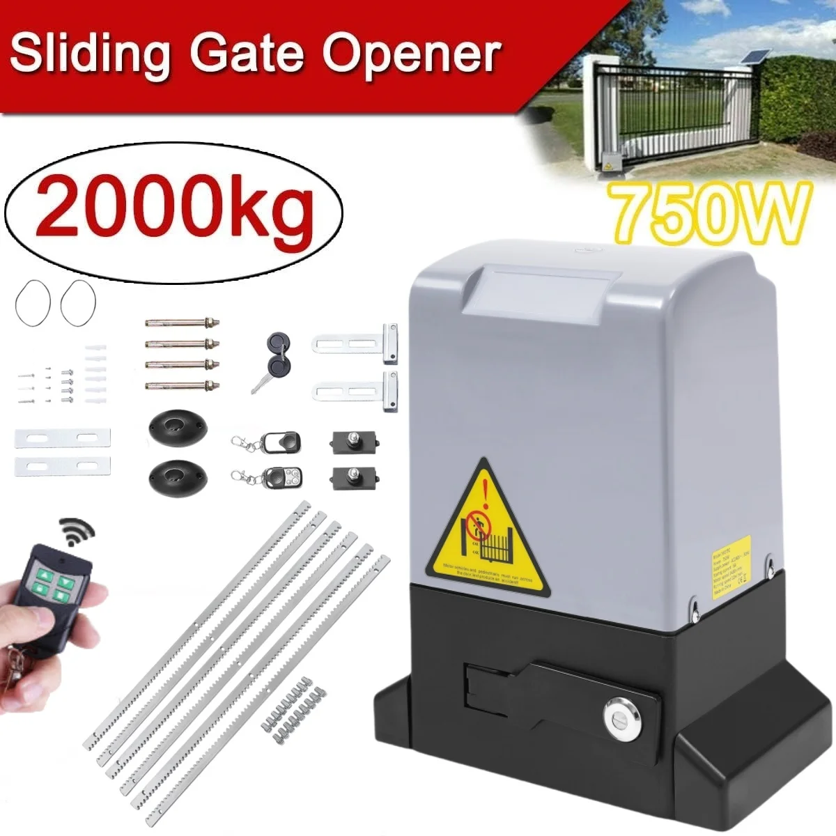 1200/1600Kg Automatic Sliding Gate Opener Motor Electrico & 2 Remotes Control