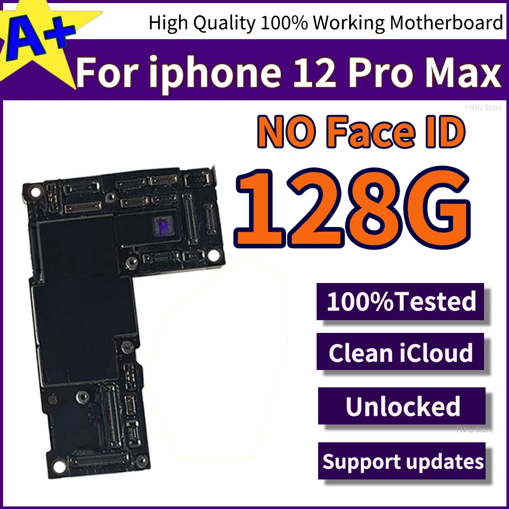 Fully Tested Authentic For iPhone 12 Pro Max Motherboard Good Working Unlocked With Face ID Unlocked Clean ICloud Board No ID