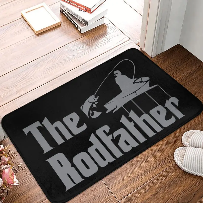 The Rodfather Fishing Front Door Mat Anti-Slip Indoor Absorbent Fisherman Fish Gift Doormat Kitchen Balcony Entrance Rug Carpet