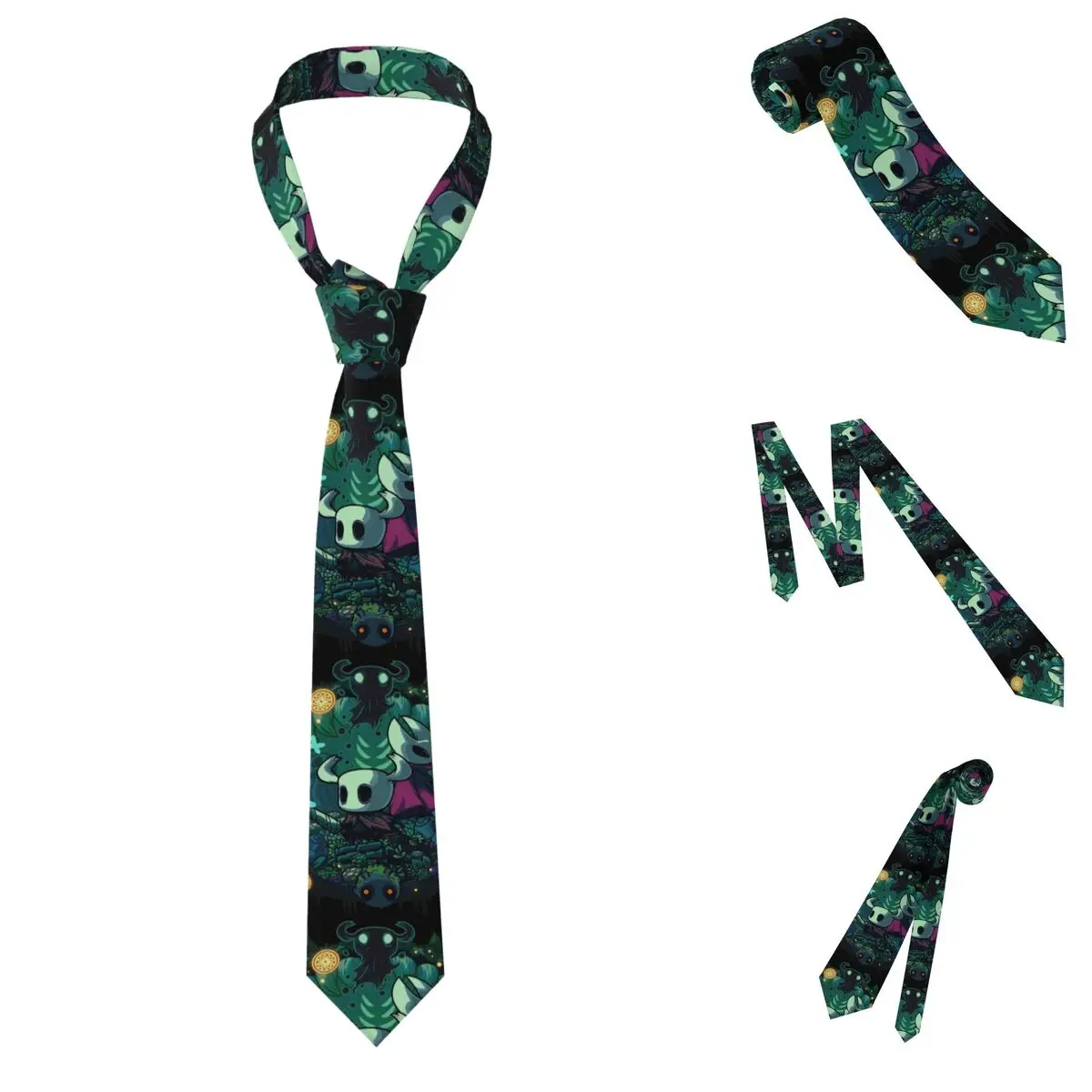 Hollow Knight 4 Necktie for Men Silk Polyester 8 cm Neck Ties Party Business Tie Classic Gravatas