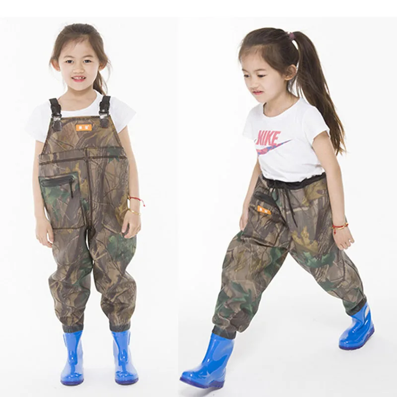 

Kids Jumpsuit Waterproof Wading Pants With Rain Boots Playing Water Sports fish Beach Fishing Hunting girls boys Wader Trousers