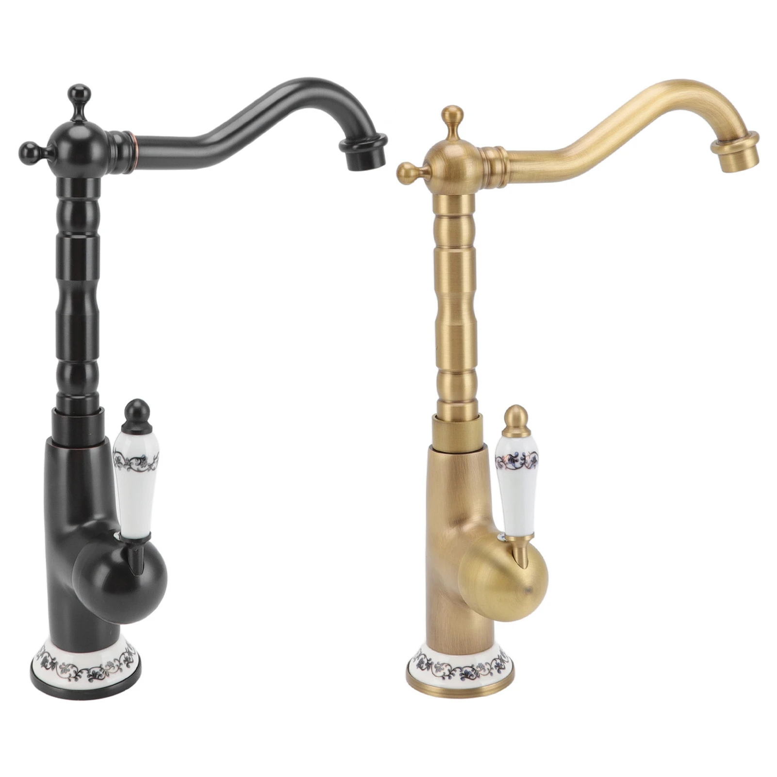 

Antique Kitchen Faucet Gold All Copper European Antique Hot Cold Mixed 360° Rotating Kitchen Bathroom Sink Faucet