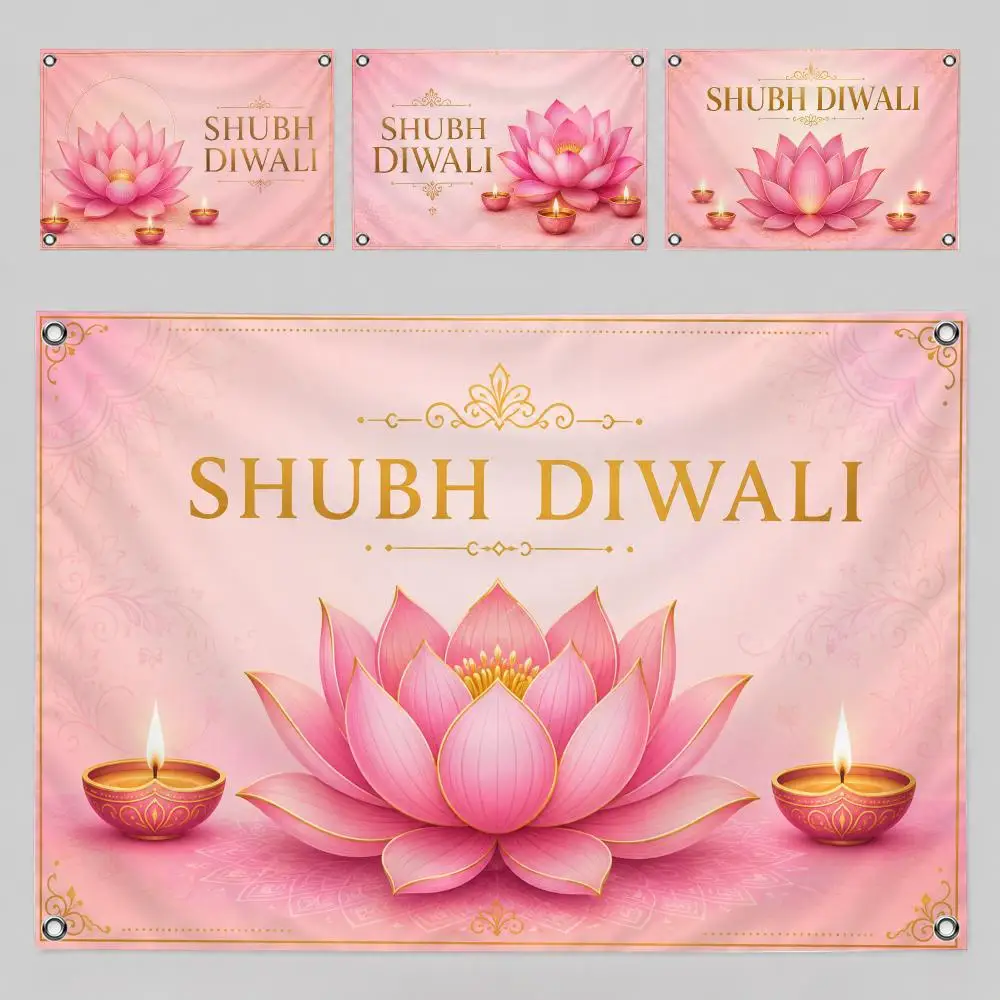 Red Gold Diwali Vintage Festival Decor Flags Home Yard & Garden Decor Banner - Indoor Outdoor Wall Hanging Flag
