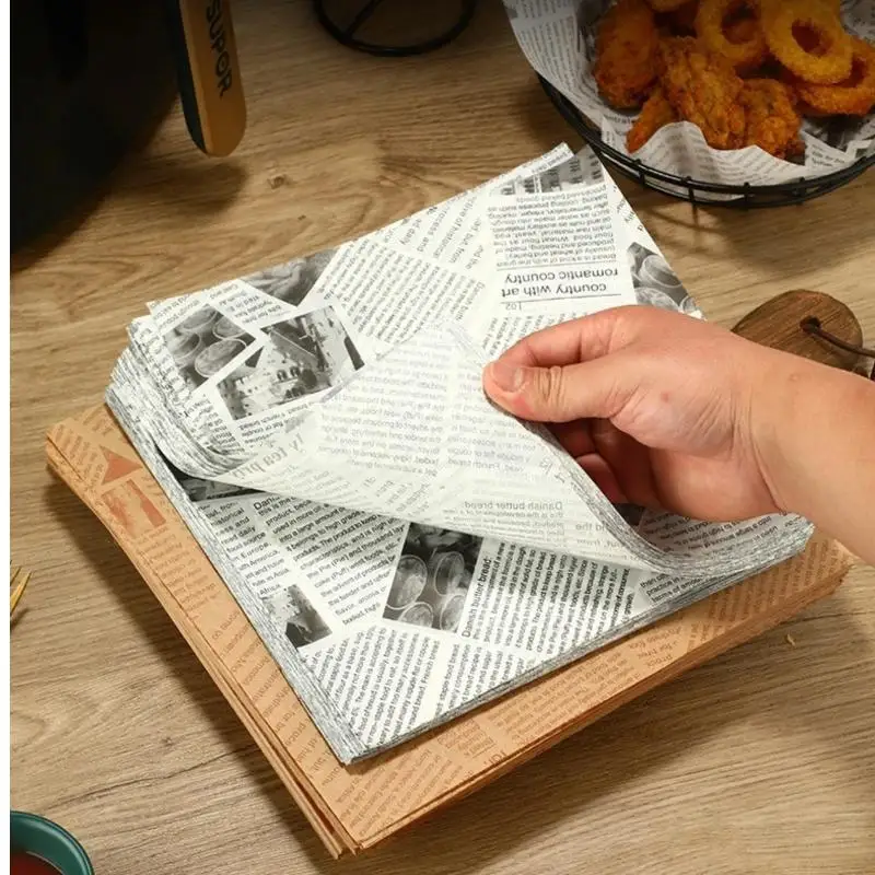Food Grade Greaseproof Paper Oil Proof Various Patterns For Wrapping Fried Food Baking Kitchen Restaurant Use