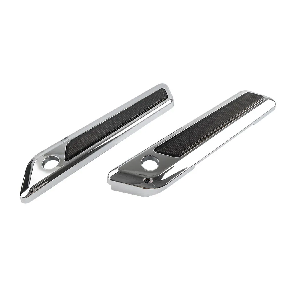 2x Motorbike Saddle Bag Hinge Latch Covers Chrome With Smoke Reflector ABS For Harley Touring Electra Glide Road King 2014-up