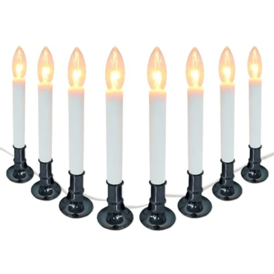 Electric Window Candle Lamp with Pewter Plated Base, Dusk to Dawn Sensor Turns Candle on in Dark and Off in Light, Ready to Use