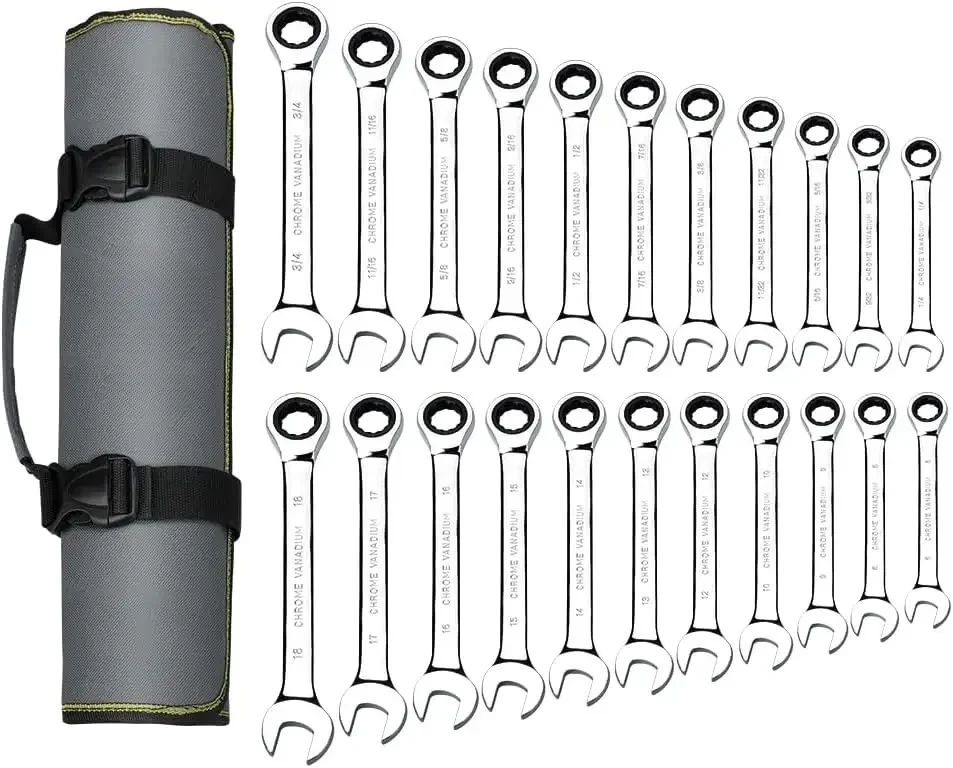 

AIRAJ 22 PCS Ratcheting Wrench Set,SAE 1/4-3/4 Inch & 6-18 Mm,Standard Combination Ratchet Wrenches Set for Car Repair