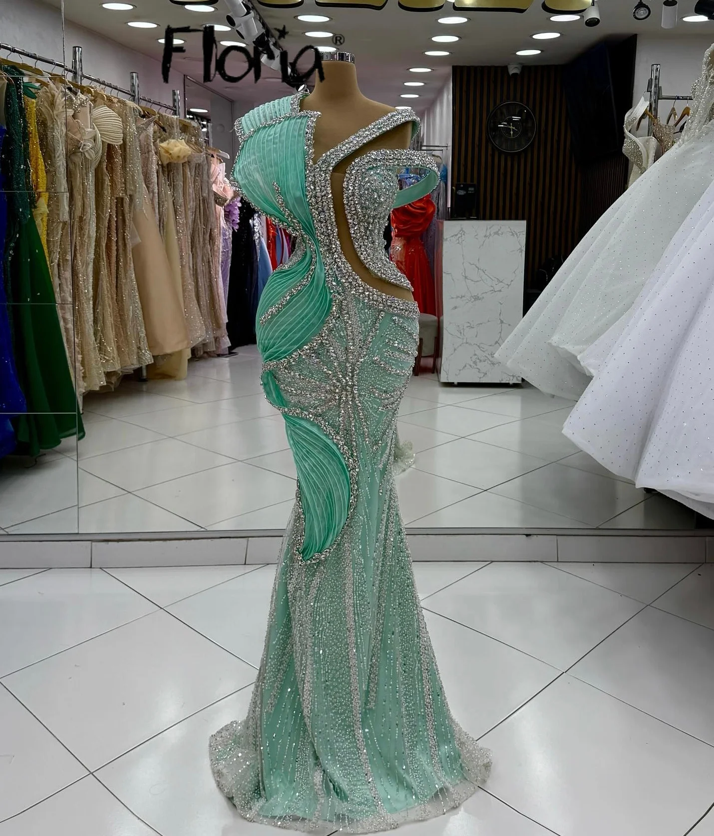 

Бирюзово-синие платья для выпускного вечера на тонких бретельках, кружевное платье русалки с кристаллами для дня рождения, выпускное платье знаменитости по индивидуальному заказу