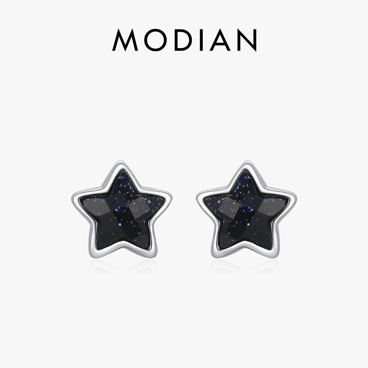 MODIAN Hot Sale 925 Sterling Silver Natural Aventurine Stars Stud Earrings For Women Charm Party Fashion Fine Jewelry Gifts