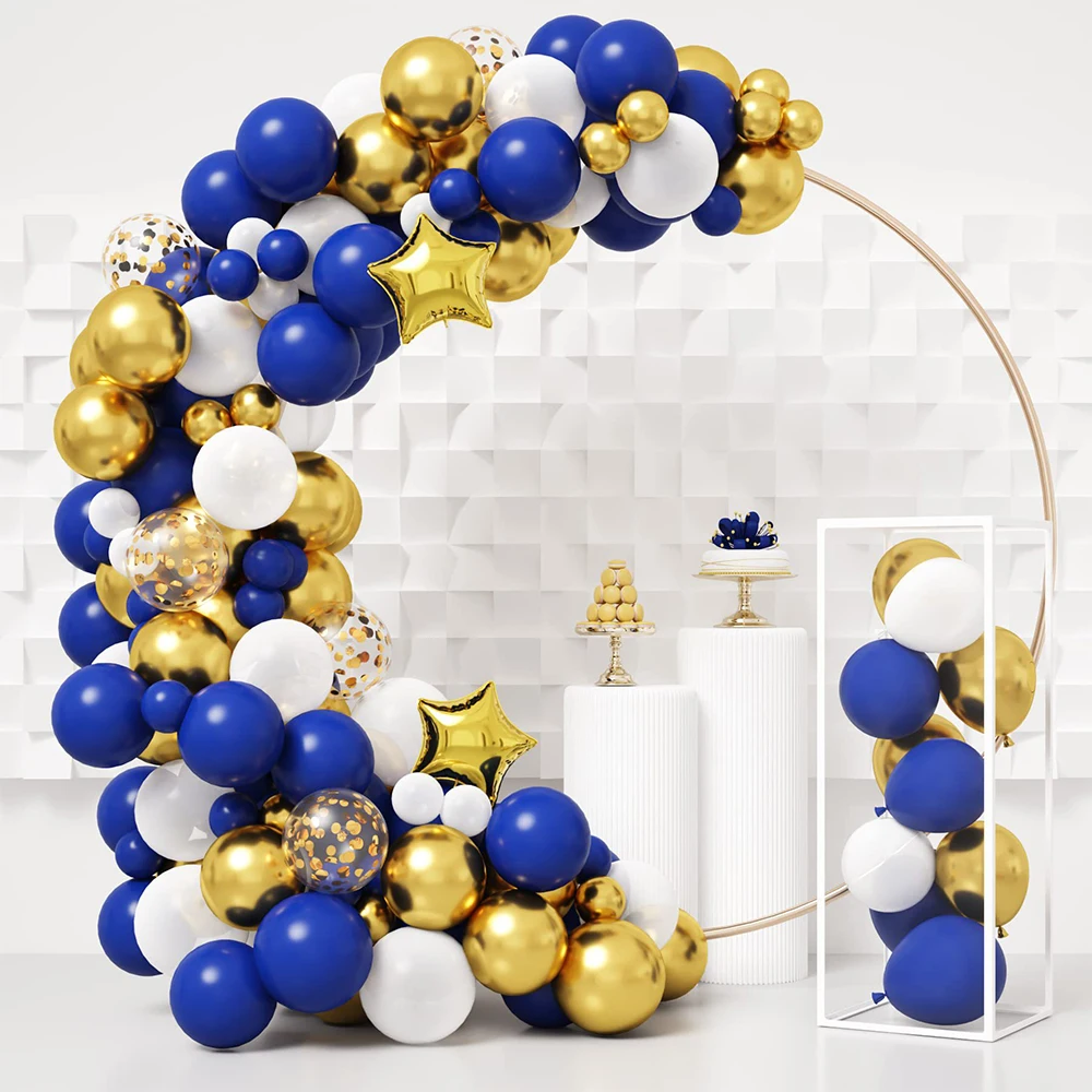 White Navy Blue Metallic Gold Balloon Set Confetti Globos Arch Wedding Birthday Decoration Graduation Celebration Party Supplies