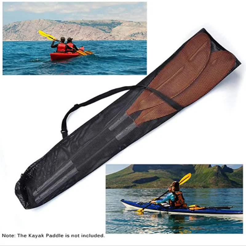 ISURE MARINE Kayak Double Head Paddle Storage Bag Portable Breathable Mesh Fabric Paddle Bag Black Mesh Storage Bag