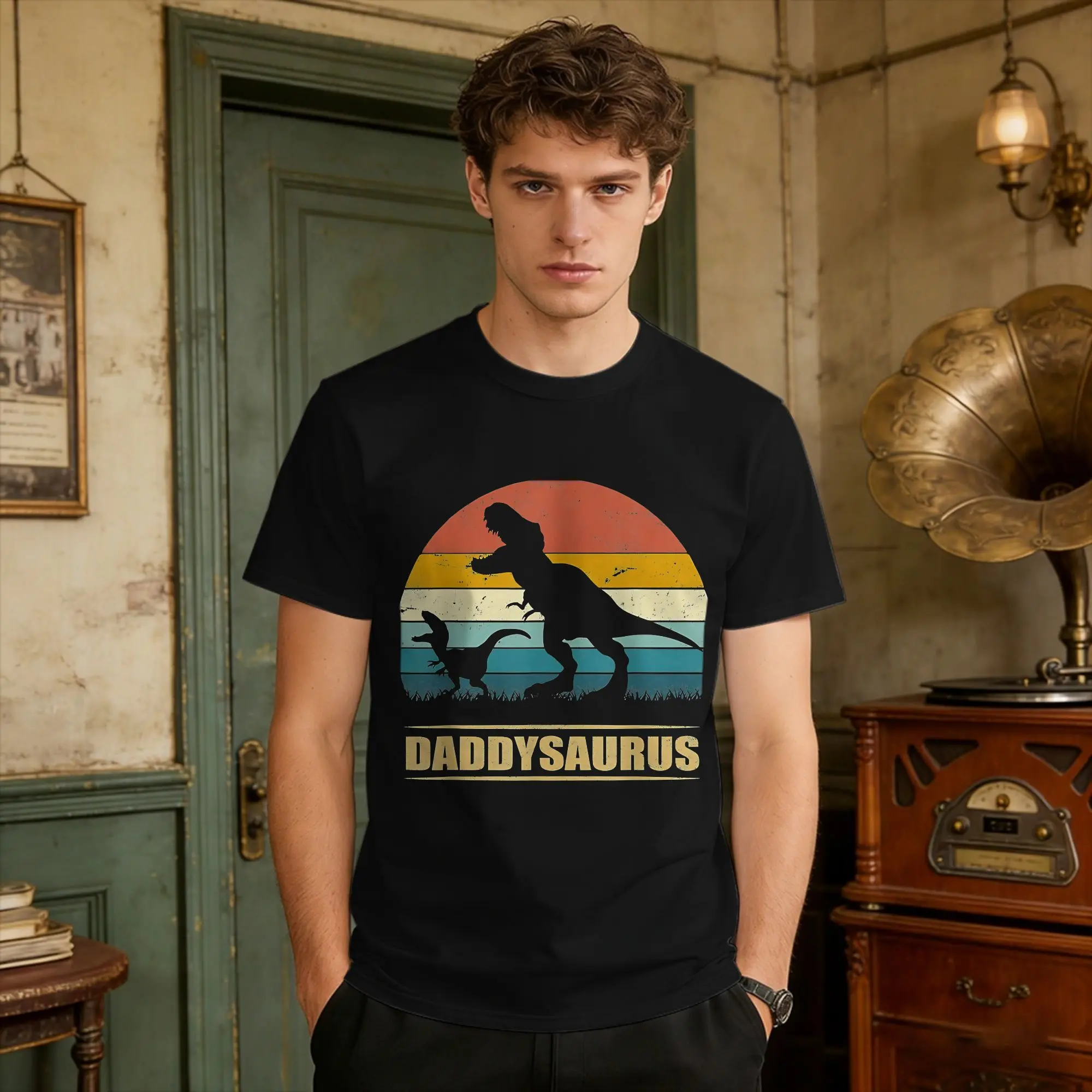 Daddysaurus Shirt Fathers Day Gifts Cotton T Shirt For Men's Summer T Rex Daddy Saurus Mens  Vintage T-Shirts Casual Tops