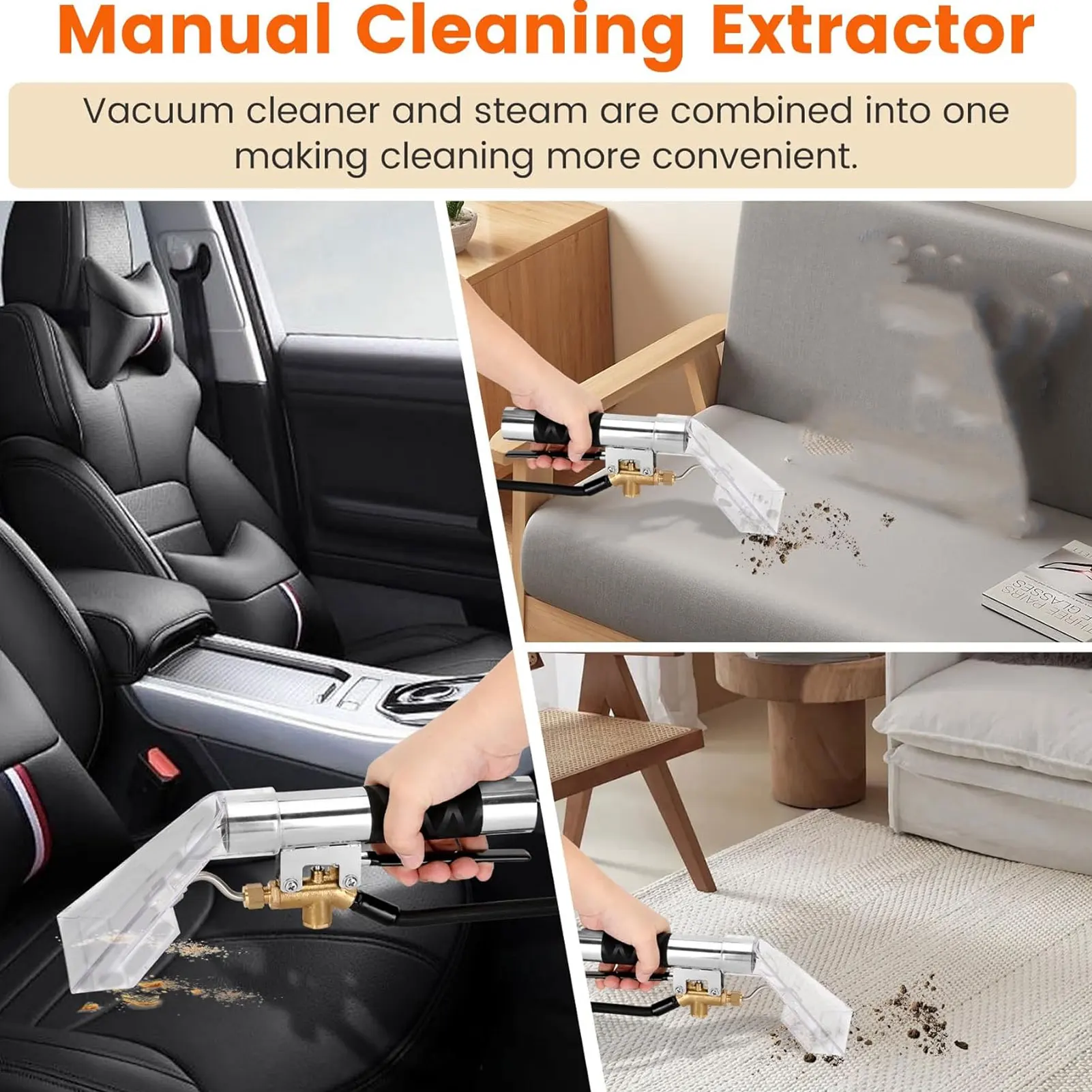 Extractor Hand Wand Versatile Compatibility Rugged Carpet Extractor Hand Tool 1.5 inch Stainless Steel Tube for Mattresses