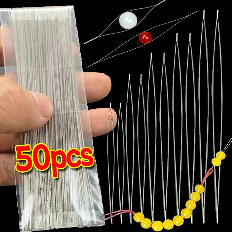 

Иглы для бисера, булавки, открытые изогнутые иглы с большим ушком для бусин, браслета, инструменты для изготовления ювелирных изделий своими руками, ручная работа, резьба из бисера, 2030