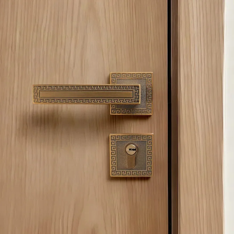 Retro National Style Indoor Door Lock Zinc Alloy Household Bedroom Bathroom Universal Magnetic Silent Lock