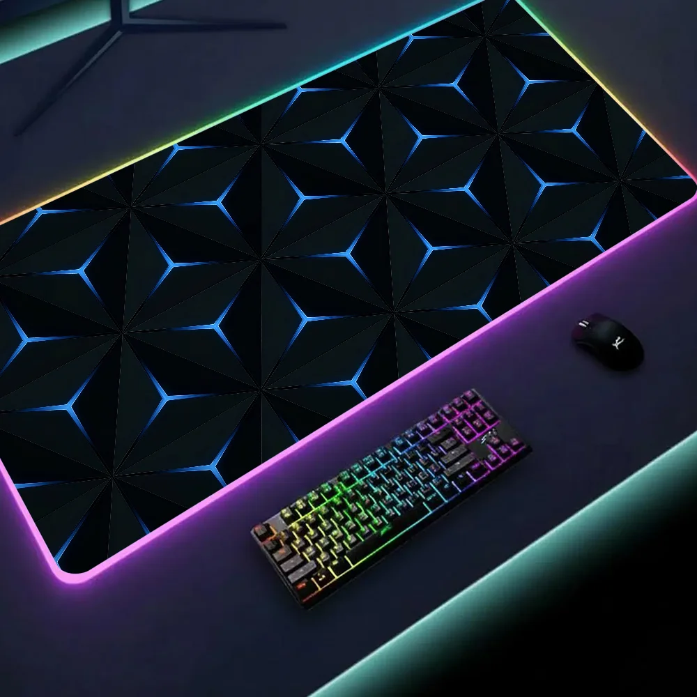 Gradient Geometric Hexagon Honeycomb Mouse Pad Gaming MousePad LED Table Pads Micro USB Backlit Rubber RGB Desk Mats Desktop XXL
