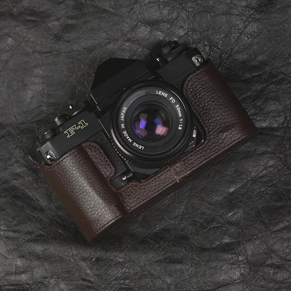 

For Canon F1 ﻿Case Genuine Real Leather Half Camera Case Bag Cover Camera Bag A1/AE-1 AE1 Case Photography Accessories