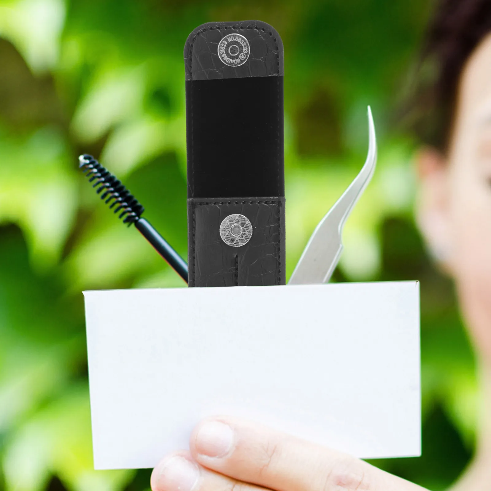 Estojo de Pinça PU para Extensões de Cílios com Fecho Magnético, Mantém os Ferramentas Seguras, Design Compacto, Ideal para Armazenamento em Viagens