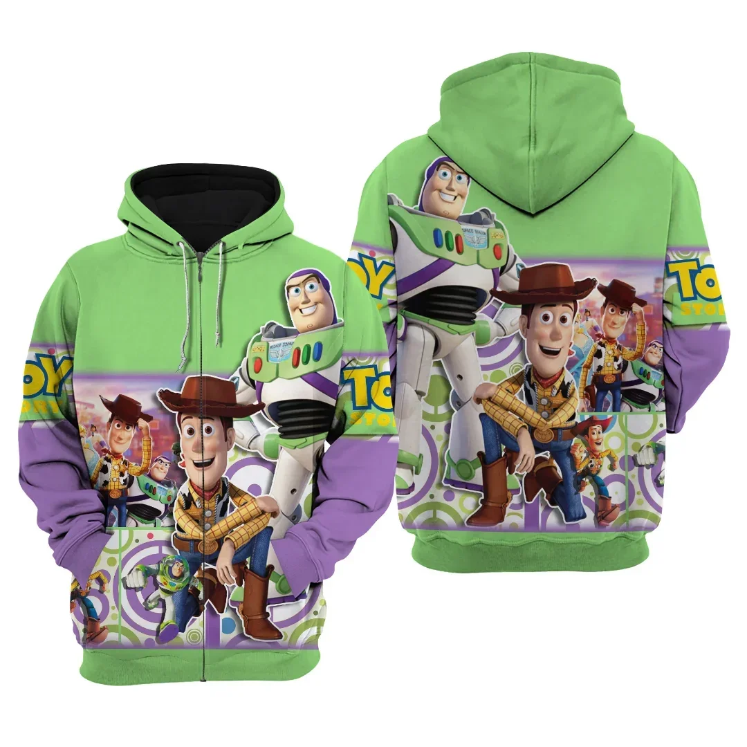 Disney Toy Story 3D Bluza z nadrukiem Mężczyźni Damska bluza codzienna 3D Y2k Bluza z zamkiem błyskawicznym Harajuku Street Hoodie Buzz Lightyear