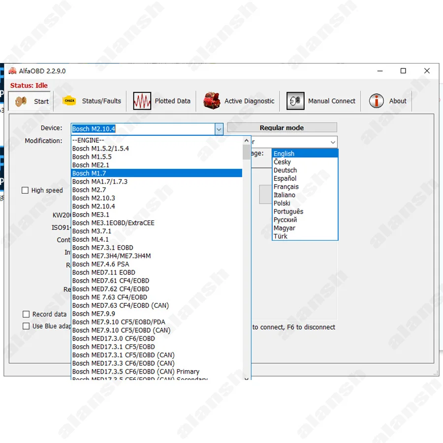 2024 AlfaOBD V2.3.2 Work with ELM327 Adapter for Fiat / Alfa Romeo / Lancia