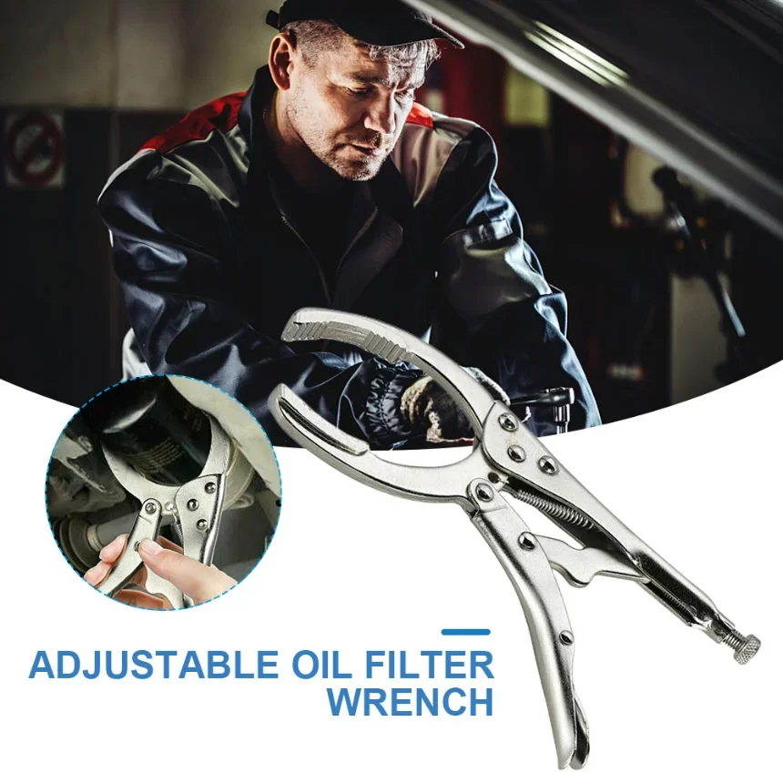 Adjustable Oil Filter Wrench Chrome Plated Car Oil Filter Removal Tool Hand Wrench Car Disassembly Tool 1pcs