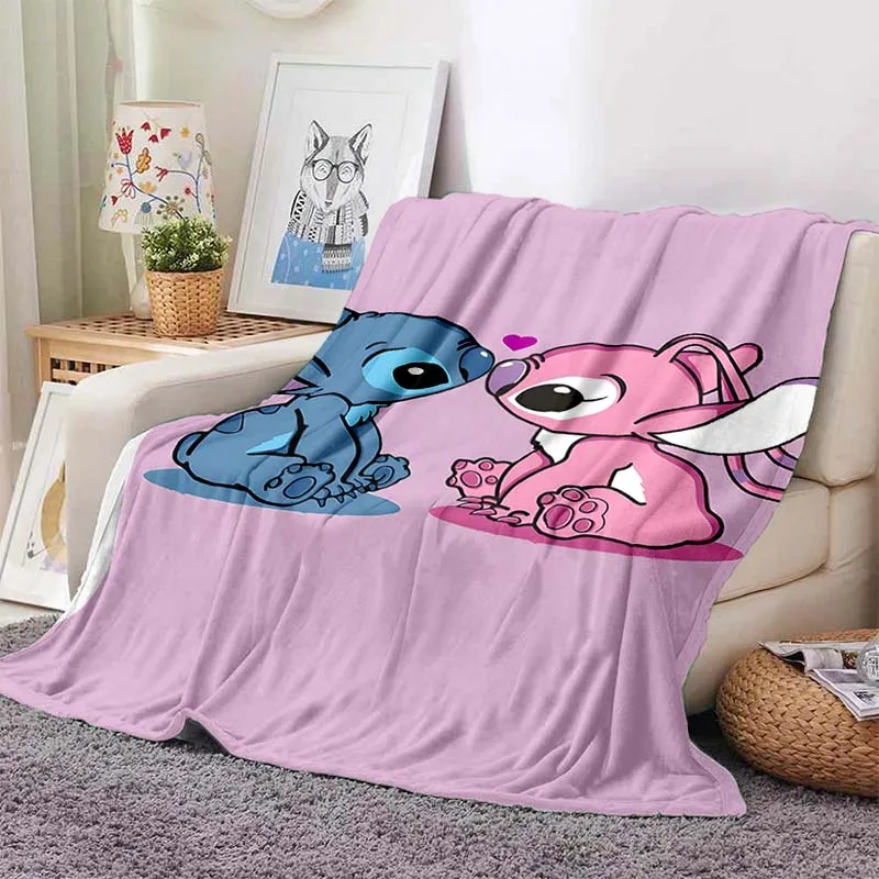 Disney Stitch Angel Blanket Fashion Soft Fluffy Throw Children Adult Sofa Plush Quilt Girl Bedspread Throw Blanket for Sofa gift