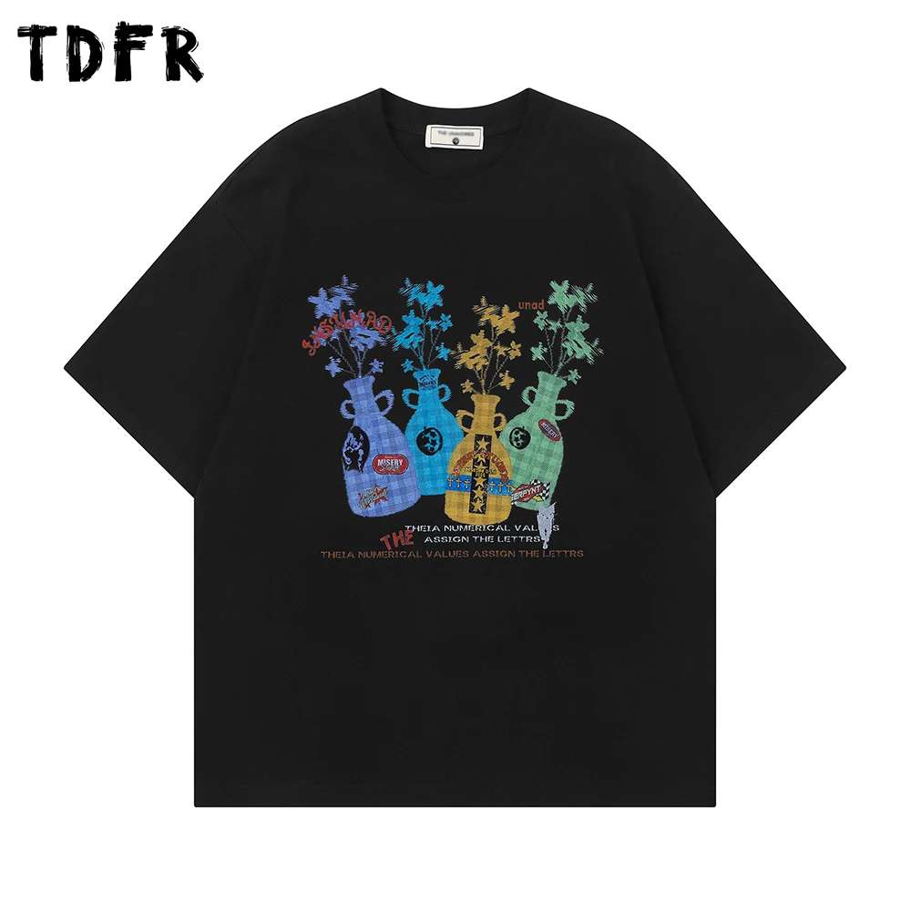 

Retro Print Short Sleeve T-shirt Mens Summer Casual Cotton Tee Loose Crew Neck Half-Sleeve Tshirt Man