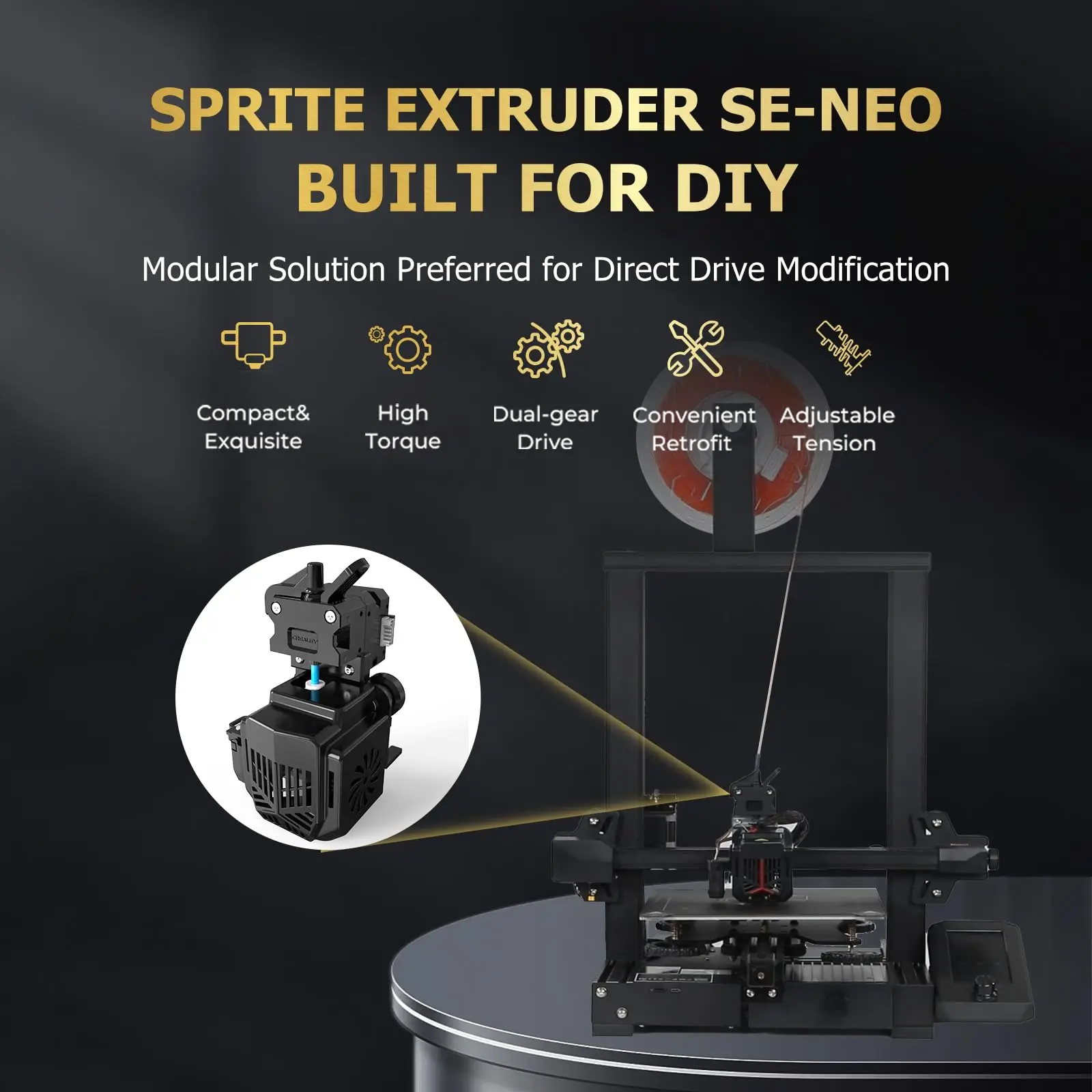 New Creality Sprite Extruder SE-NEO Direct Drive Dual Gear Extruder for Ender 3 Neo/Ender 3 V2 Neo/Ender-2 Pro 3D Printer Parts