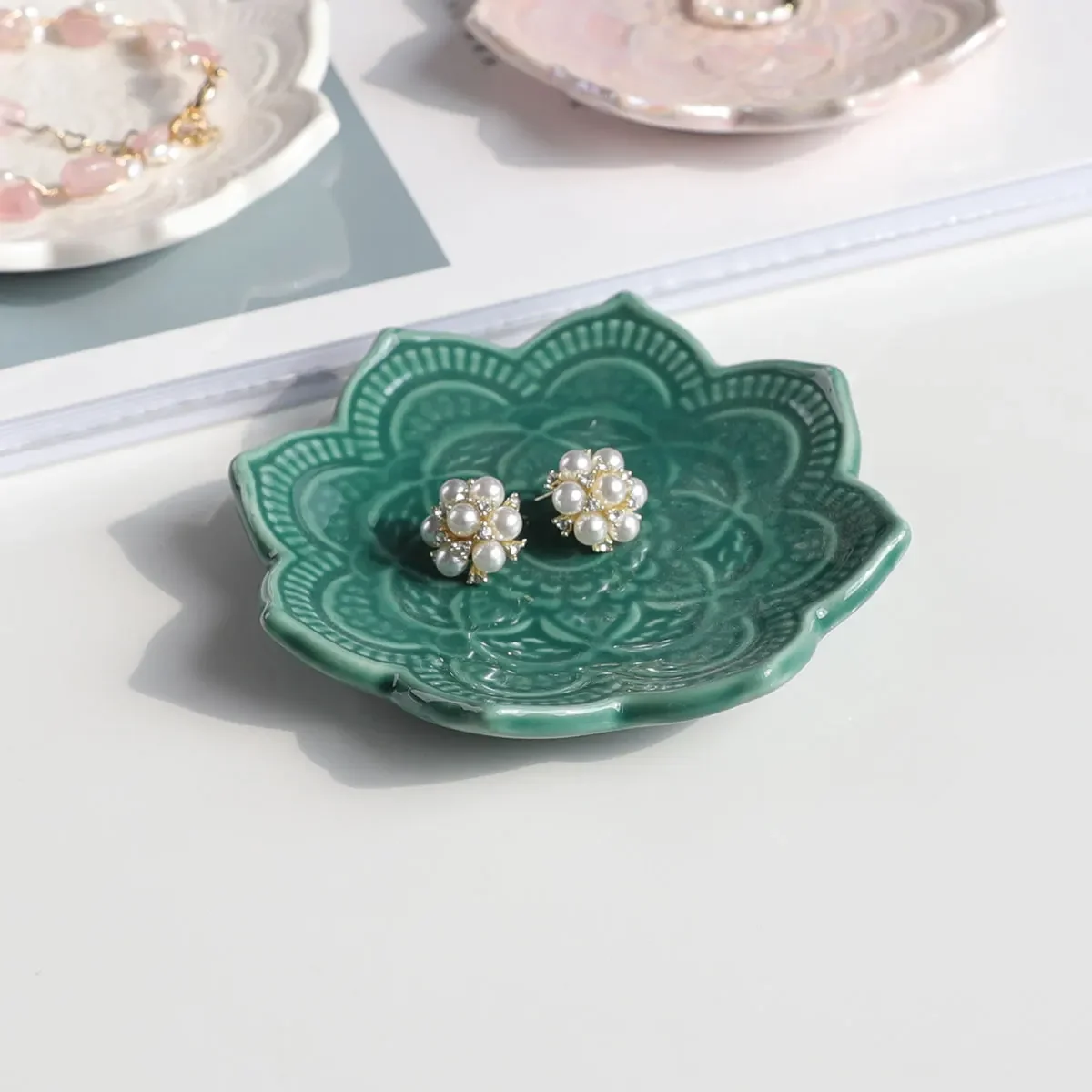 1 pz anello in ceramica piatto porta gioielli piccolo vassoio gingillo piatto per orecchini anelli collane chiavi regalo per mamma amico sorella