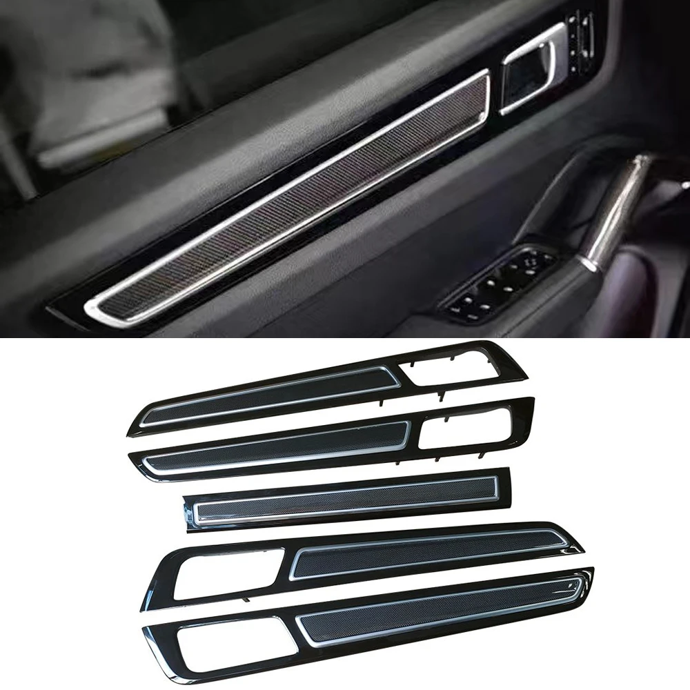 

5pcs RHD Real Carbon Fiber Replacement Interior Accessories Door Panel Trims Dash Cover for Porsche Cayenne 2018up