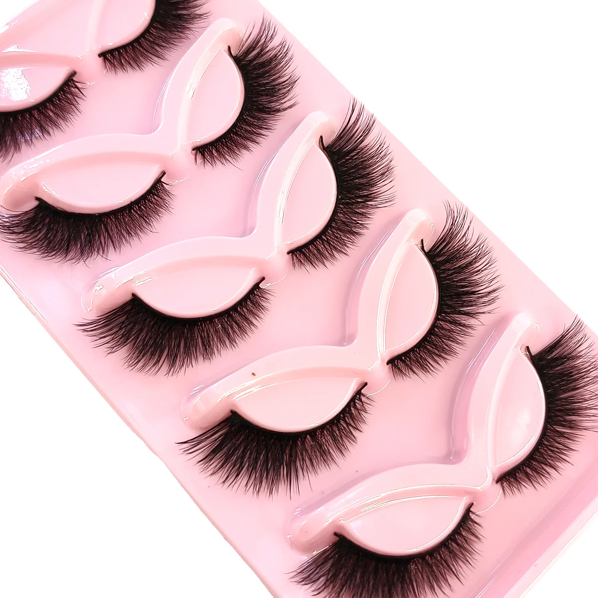 5 Pairs Cat/Fox Eyelashes Faux Mink Eyelashes Winged End Eye Elongated Eyelashes Fake Lashes Soft Natural Long Full Strip Lashes