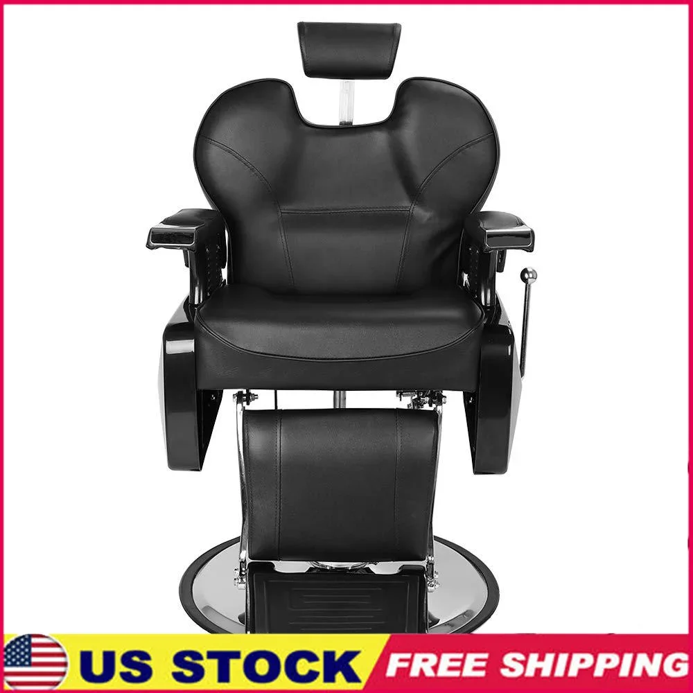 Professional Barber Chair Extra-Wide Seat Durable Metal Leather Salon Spa Styling Chair with Armrests Heavy Duty 150KG Capacity