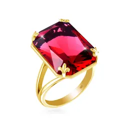 High Quality 925 Sterling Silver Ruby Ring For Woman Gold Plated Rectangle Banquet Party Gift Luxury Trend Jewelry