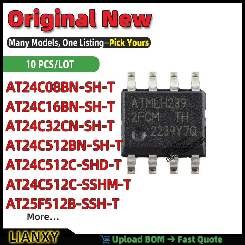 AT24C512C-SSHM-T AT24C08BN-SH-T AT24C32CN-SH-T AT24C16BN-SH-T AT25F512B-SSH-T AT24C512BN-SH-T AT24C512C-SHD-T SOIC-8