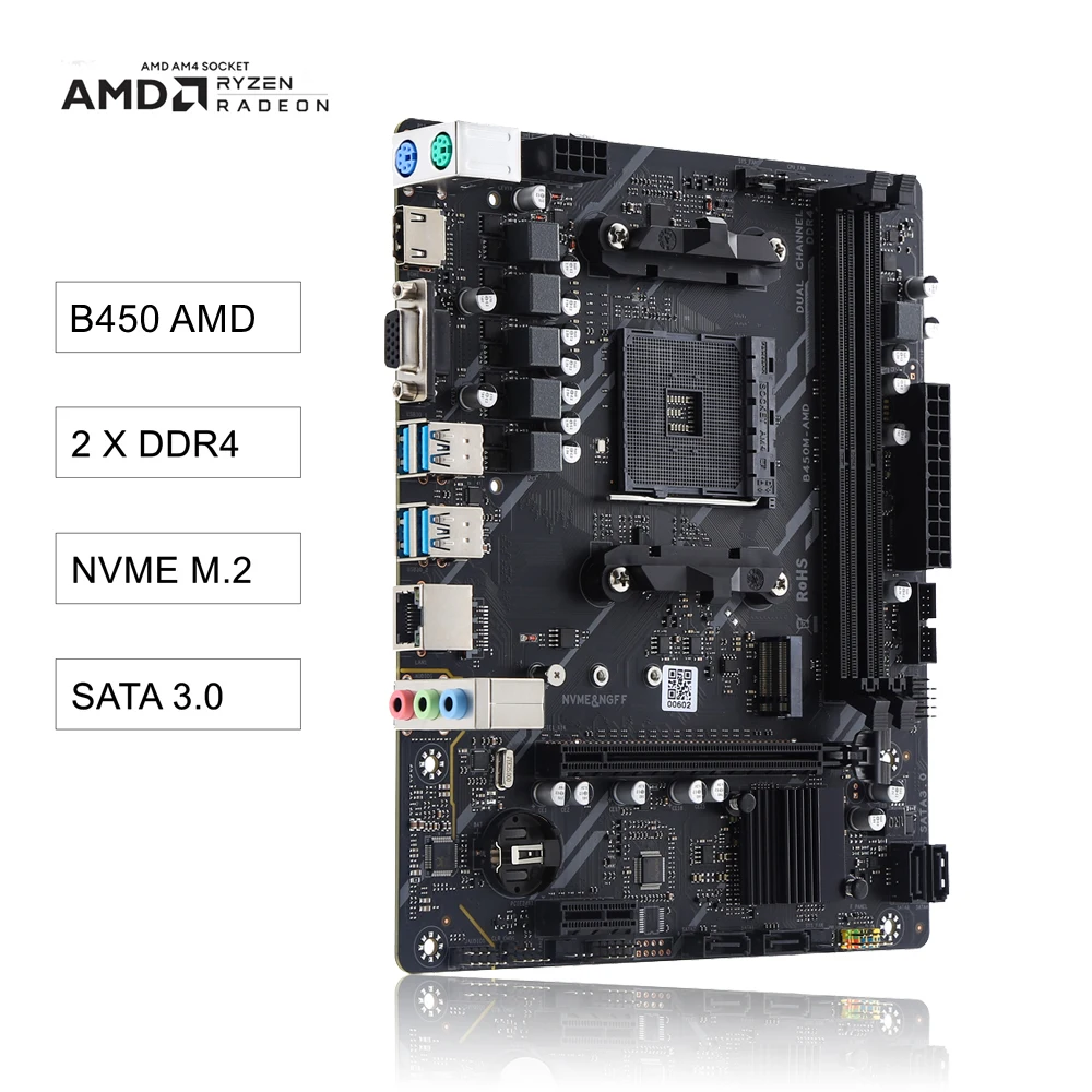 Kllisre B450 B450M 마더보드 듀얼 채널 DDR4 지원 라이젠 AM4 CPU SATAIII M.2 NVME