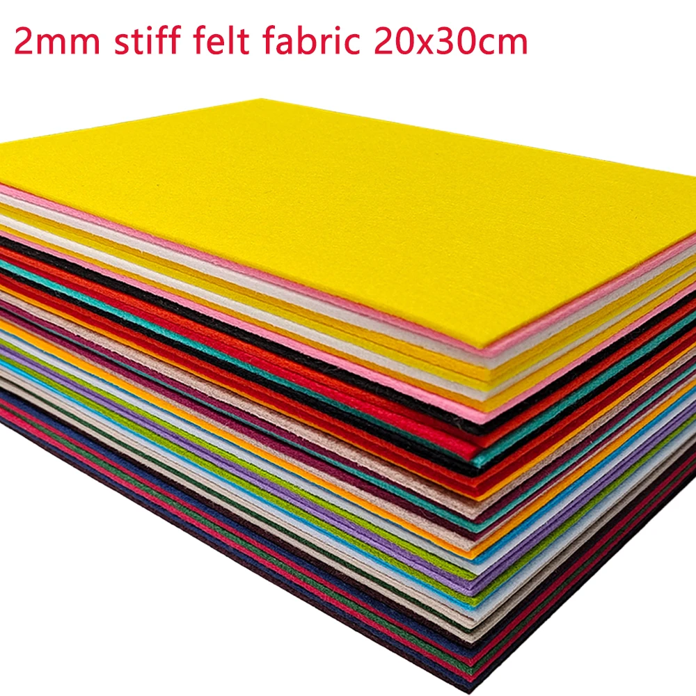 Stiff Craft Feltro Poliéster Cor Feltro Folhas 2MM Grosso Com 20 Cores Para Escolha 20*30CM Para Decoração de Casa Mats Toy Supplies