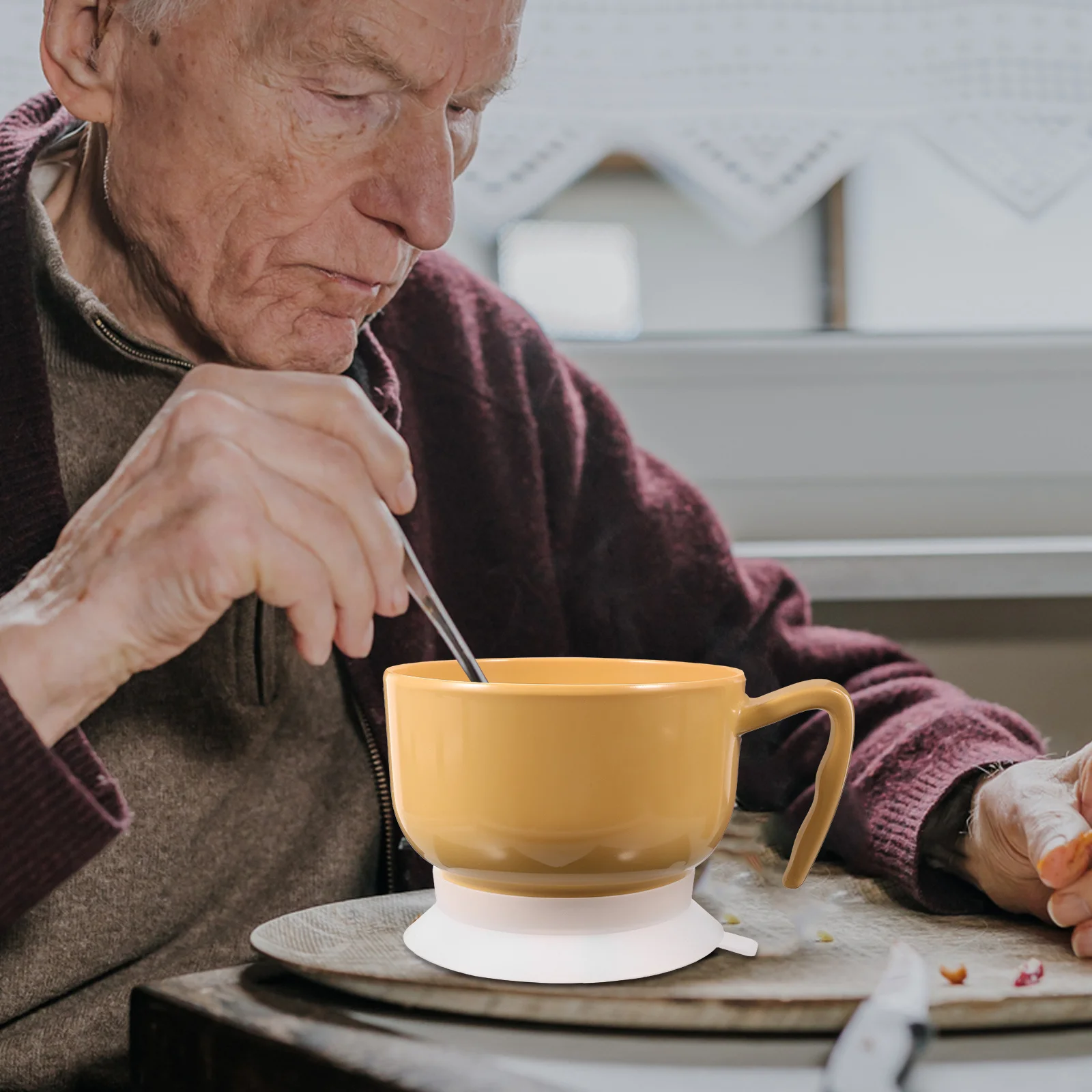 

Assistive Dining Utensil for Elderly Anti-Spill Anti-Shake Self-Feeding Tableware Bowl Suction Base Adaptive Senior Eating